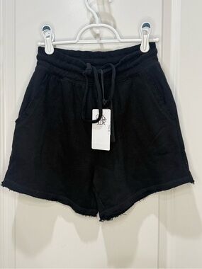 Chaser Black Frayed-Hem Athletic Lounge Shorts. NWT
